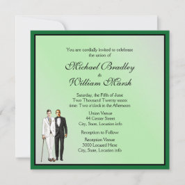 Eenvoudige Elegant Green Gay Wedding Invite Kaart