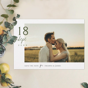 Eenvoudige Elegant Green Script Foto Sla de datum Kaart