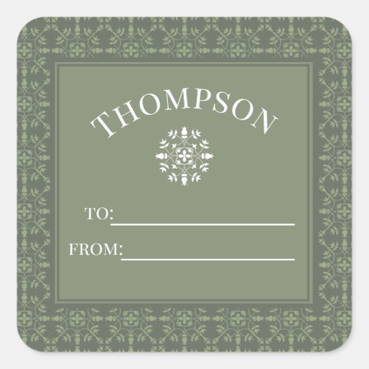 Eenvoudige Elegant Green Snowflake Classic Kerstmi Vierkante Sticker (Voorkant)