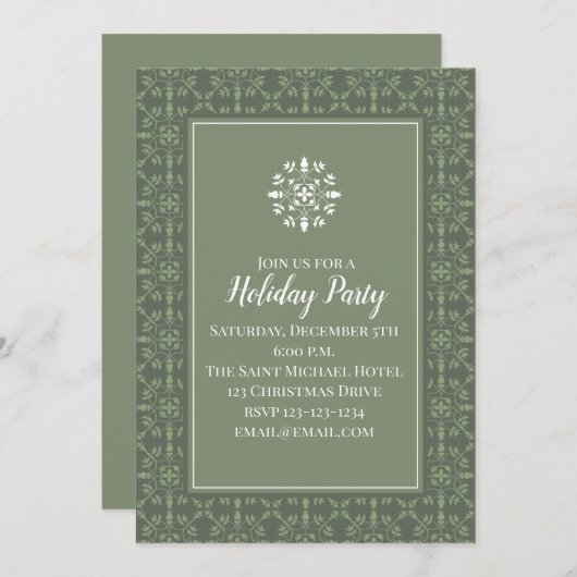 Eenvoudige Elegant Green Snowflake Pattern Classic Kaart (Voorkant / Achterkant)