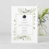 Eenvoudige Elegant Greenery Graduation Party Kaart (Staand voorkant)