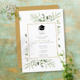 Eenvoudige Elegant Greenery Graduation Party Kaart