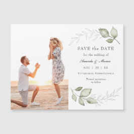 Eenvoudige Elegant Greenery Photo Save the Date Ma