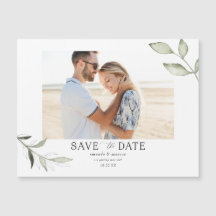 Eenvoudige Elegant Greenery Photo Save the Date Ma