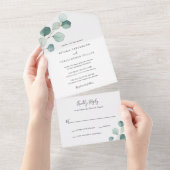 Eenvoudige Elegant Greenery Rustic Eucalyptus Wedd All In One Uitnodiging (Afscheurbaar)