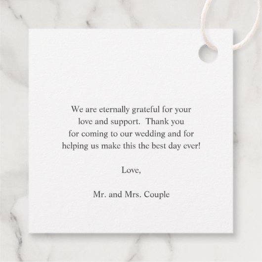 Eenvoudige Elegant Greenery Rustic Eucalyptus Wedd Bedankjes Labels (Achterkant)