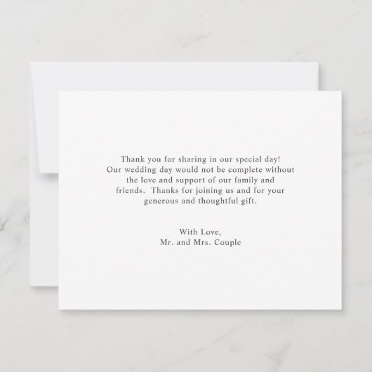 Eenvoudige Elegant Greenery Rustic Eucalyptus Wedd Bedankkaart (Achterkant)