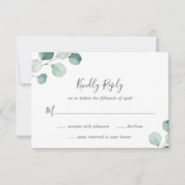 Eenvoudige Elegant Greenery Rustic Eucalyptus Wedd RSVP Kaartje
