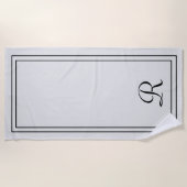 Eenvoudige Elegant Grey Black Monogram Beach Towel Strandlaken (Voorkant)
