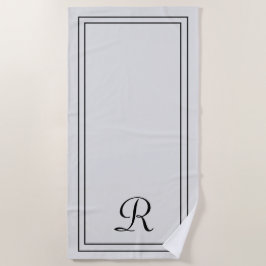 Eenvoudige Elegant Grey Black Monogram Beach Towel Strandlaken