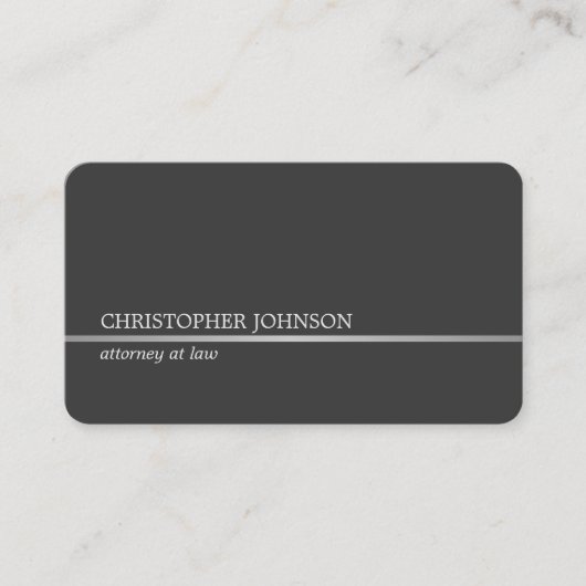 Eenvoudige Elegant Grey Faux Silver Line Attorney Visitekaartje (Voorkant)