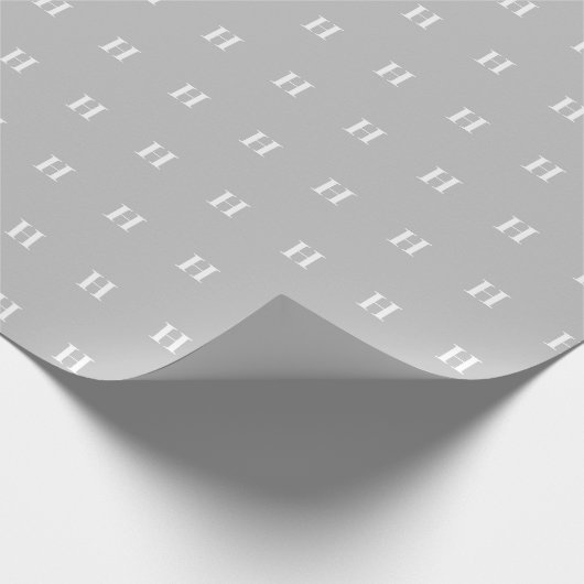 Eenvoudige Elegant Grey White Monogrammen Wra Cadeaupapier (Hoek)