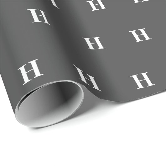 Eenvoudige Elegant Grijs Monogrammen Monogrammen Cadeaupapier (Rol Hoek)