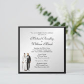 Eenvoudige Elegant Groom en Groom Gay Wedding Invi Kaart (Staand voorkant)