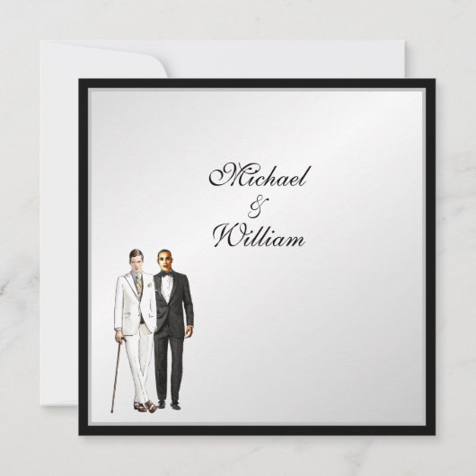 Eenvoudige Elegant Groom en Groom Gay Wedding Invi Kaart (Achterkant)