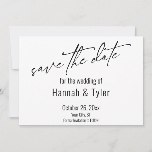 Eenvoudige Elegant handschrift Script Typografie Save The Date (Voorkant)