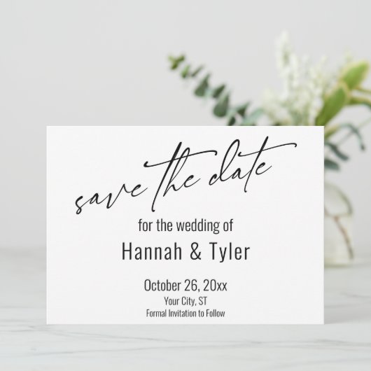 Eenvoudige Elegant handschrift Script Typografie Save The Date (Staand voorkant)