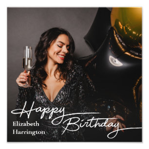 Eenvoudige Elegant Happy Birthday Foto Afdruk