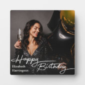 Eenvoudige Elegant Happy Birthday Foto Fotoplaat (Voorkant)