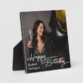 Eenvoudige Elegant Happy Birthday Foto Fotoplaat (Voorkant)