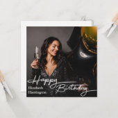 Eenvoudige Elegant Happy Birthday Foto Kaart (Voorkant / Achterkant in situ)