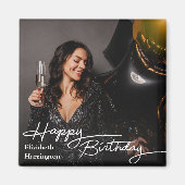 Eenvoudige Elegant Happy Birthday Foto Magneet (Voorkant)