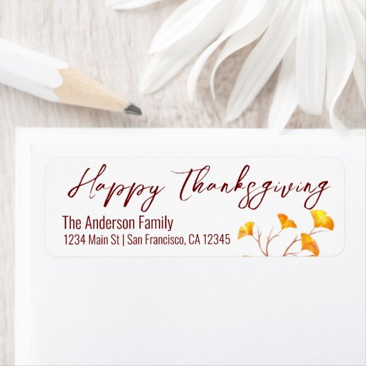 Eenvoudige Elegant Happy Thanksgiving-herfstblader Etiket (Insitu)