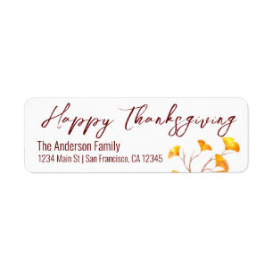 Eenvoudige Elegant Happy Thanksgiving-herfstblader Etiket