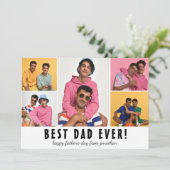 eenvoudige Elegant Happy Vaderdag Five foto Feestdagenkaart (Staand voorkant)