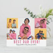 eenvoudige Elegant Happy Vaderdag Five foto Feestdagenkaart (Staand voorkant)