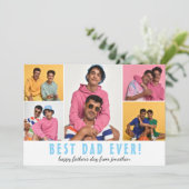 eenvoudige Elegant Happy Vaderdag Five foto Feestdagenkaart (Staand voorkant)