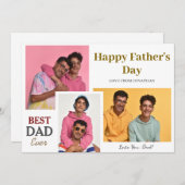 eenvoudige Elegant Happy Vaderdag Three foto Feestdagenkaart (Voorkant / Achterkant)