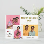 eenvoudige Elegant Happy Vaderdag Three foto Feestdagenkaart (Staand voorkant)