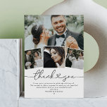 Eenvoudige Elegant Heart Weddenfoto Bedankkaart<br><div class="desc">Minimalistische bruiloft bedankt je kaarten om ons naar je trouwgasten te sturen om je te shows dat ze je helpen je prachtige dag te vieren. Met 4 trouwfoto's,  de titel "dank u" in een elegant hart scripted doopvont,  en een gepersonaliseerd dank u nota.</div>