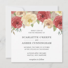 Eenvoudige Elegant Herfst Floral Wedding Kaart