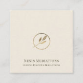 Eenvoudige Elegant Ivoor Gold Leaf Logo Vierkante Visitekaartje (Voorkant)
