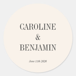 Eenvoudige Elegant Ivory Achtergrond Aangepast huw Ronde Sticker