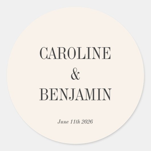 Eenvoudige Elegant Ivory Achtergrond Aangepast huw Ronde Sticker (Voorkant)