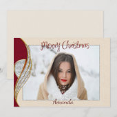 Eenvoudige Elegant-Kaart voor Kerstmis met foto's Feestdagenkaart (Voorkant / Achterkant)