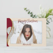Eenvoudige Elegant-Kaart voor Kerstmis met foto's Feestdagenkaart (Staand voorkant)