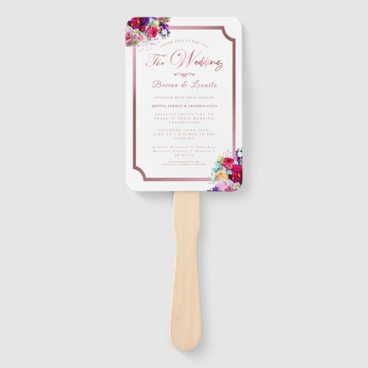 Eenvoudige Elegant Koral Floral | Moderne bruiloft Handwaaier (Voorkant)