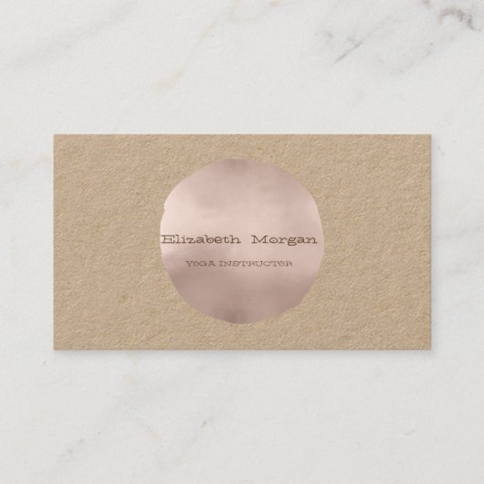 Eenvoudige Elegant Kraft Roos Gold Dot Visitekaartje (Voorkant)