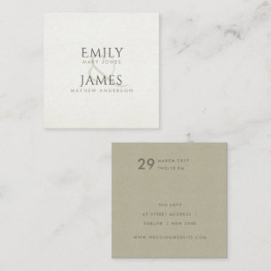 EENVOUDIGE ELEGANT KRAFT WHITE TYPOGRAPHY WEDDING VIERKANTE VISITEKAARTJE