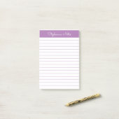 Eenvoudige Elegant Lavender Chic Lined Personated Post-it® Notes (Op bureau)