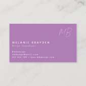 Eenvoudige Elegant Lavender Minimalist 2 Monogram Visitekaartje (Achterkant)
