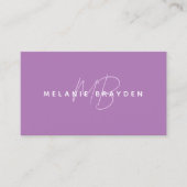 Eenvoudige Elegant Lavender Minimalist 2 Monogram Visitekaartje (Voorkant)