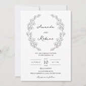 Eenvoudige Elegant Leaf bruiloft uitnodiging (Voorkant)