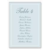 Eenvoudige Elegant Lichtblauw Wit Zitplaatdiagram Kaart (Voorkant)