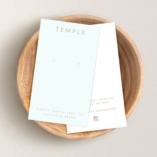 Eenvoudige Elegant Light Blue Earring Display Kaar Visitekaartje