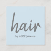 Eenvoudige Elegant Light Blue Grey Hair Stylist Vierkante Visitekaartje (Voorkant)